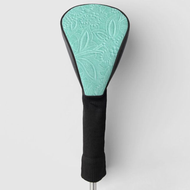 Mint Green Floral Golf Head Cover (Front)