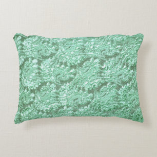 Mint green floral lace look pattern decorative cushion