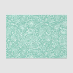 Mint-Green Floral Paisley Custom Background Tissue Paper