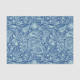 Mint-Green Floral Paisley Custom Blue Background Tissue Paper