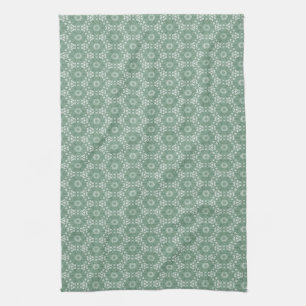 Mint Green Floral Pattern Tea Towel