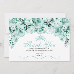 Mint Green Floral Quinceanera Thank You