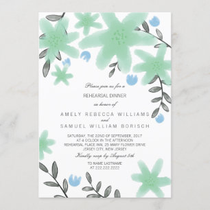 Mint Green Floral Rehearsal Dinner Invite