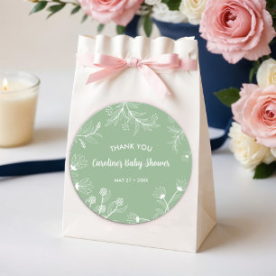 Mint Green Floral Vintage Baby Shower Classic Round Sticker
