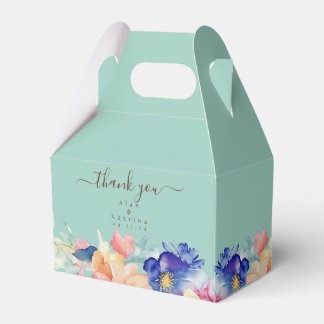 Mint Green Floral Wedding Gable Box Modern Party