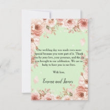 mint Green Floral Wedding Thank You Card
