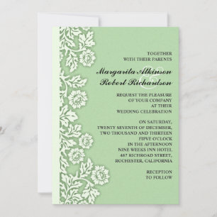 mint green flourishes pretty wedding invitations