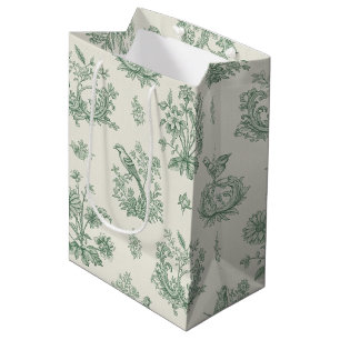Mint Green French Country Birds and Floral Toile 4 Medium Gift Bag