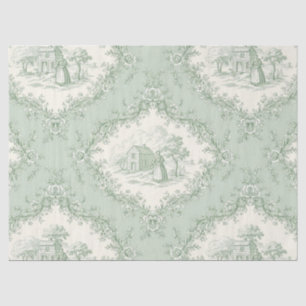 Mint Green French Country Floral Toile - Farmhouse Tissue Paper