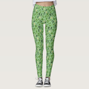 Mint Green Garden Herb Pattern Leggings