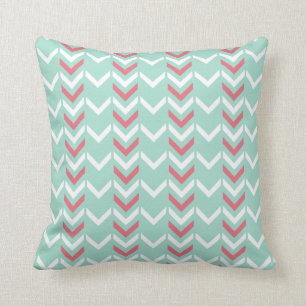 Mint Green Geometric Chevron Arrows Pattern Cushion