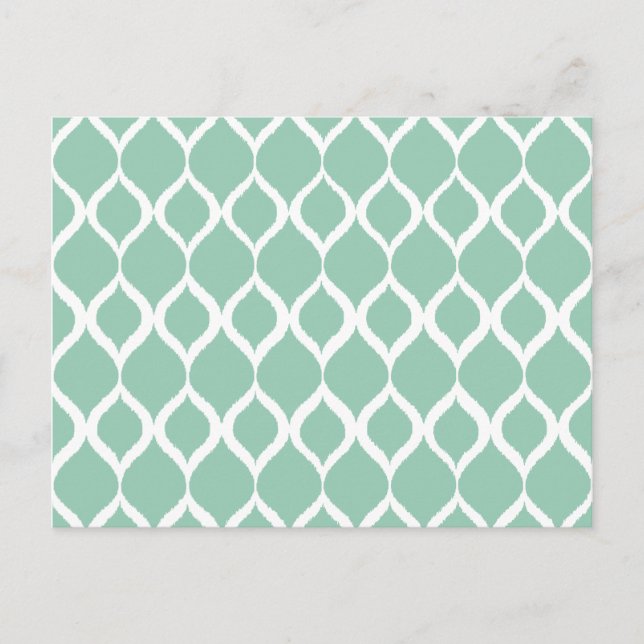 Mint Green Geometric Ikat Tribal Print Pattern Postcard (Front)