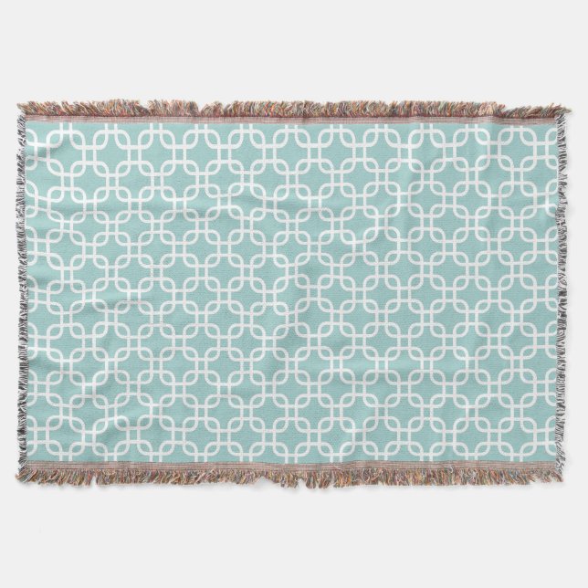 Mint Green Geometric Links Pattern Throw Blanket (Front)