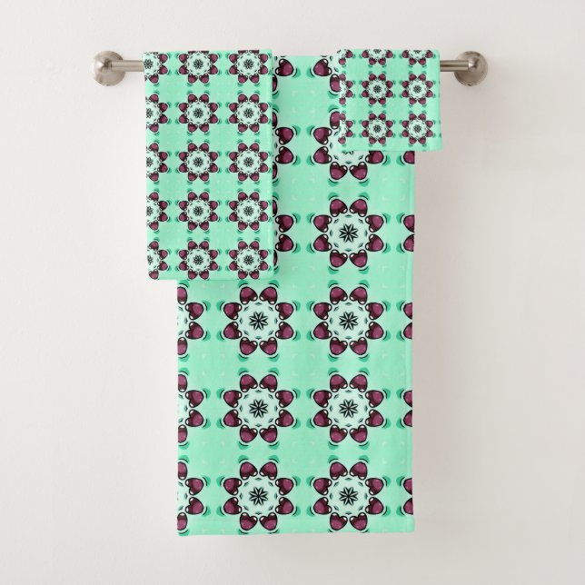 Mint green geometric mandala pattern Towel (Insitu)