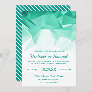 Mint Green Geometric Origami Wedding Invitation