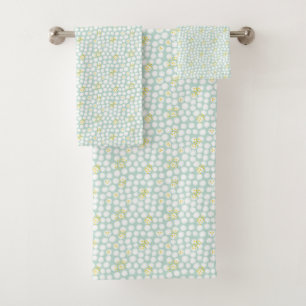 Mint Green Geometric Pattern Bath Towel Set