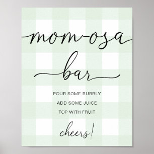 Mint Green Gingham Baby Shower Mum-osa Bar Sign