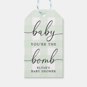 Mint Green Gingham Bath Bomb Favour Tag