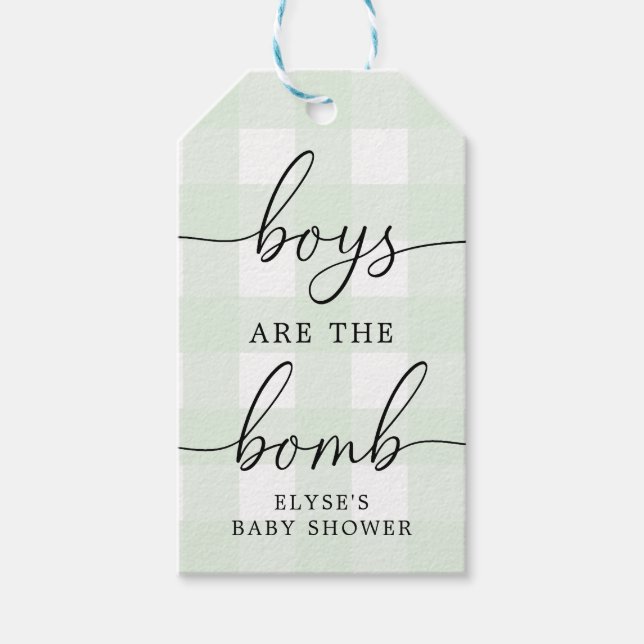 Mint Green Gingham Bath Bomb Favour Tag (Front)