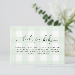 Mint Green Gingham Books Request Insert Card