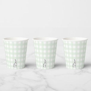 Mint Green Gingham Bunny Rabbit Paper cup