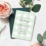 Mint Green Gingham Christening Invitation<br><div class="desc">This design features a classic gingham design with modern calligraphy christening heading. The script "christening" heading is an image that cannot be edited. All of the other text is fully editable. For more advanced customisation of this design,  simply select the "Customise It" button above.</div>