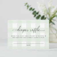  Mint Green Gingham Diaper Raffle Ticket