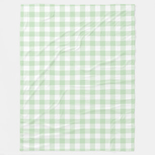 Mint Green Gingham Pattern Fleece Blanket