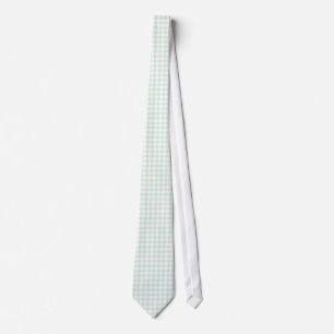 Mint Green Gingham Pattern Ties For Men