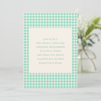 Mint Green Gingham Plaid Cute Summer Baby Shower