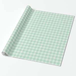 Mint Green Gingham Plaid Wrapping Paper