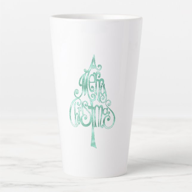 Mint Green Glam Christmas Latte Mug (Front)