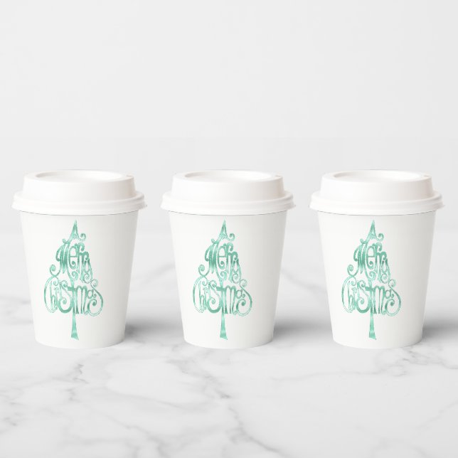 Mint Green Glam Christmas Paper Cups (Multi)