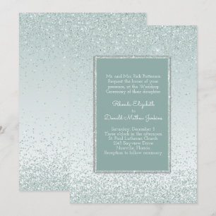 Mint Green Glitter and Shine Wedding Invitation