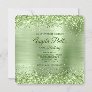 Mint Green Glitter Brushed Foil 60th Birthday Invitation