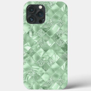 Mint Green Glitter Metallic Chic Elegant iPhone 13 Pro Max Case