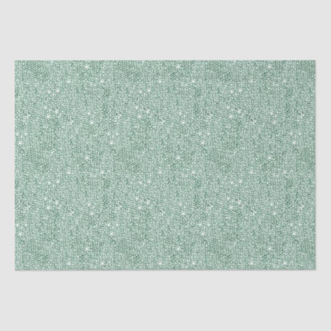 Mint Green Glitter Sequin Decoration Christmas Tissue Paper (Front)