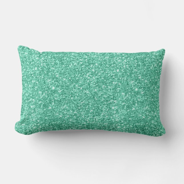 Mint Green Glitter Texture Lumbar Cushion (Front)