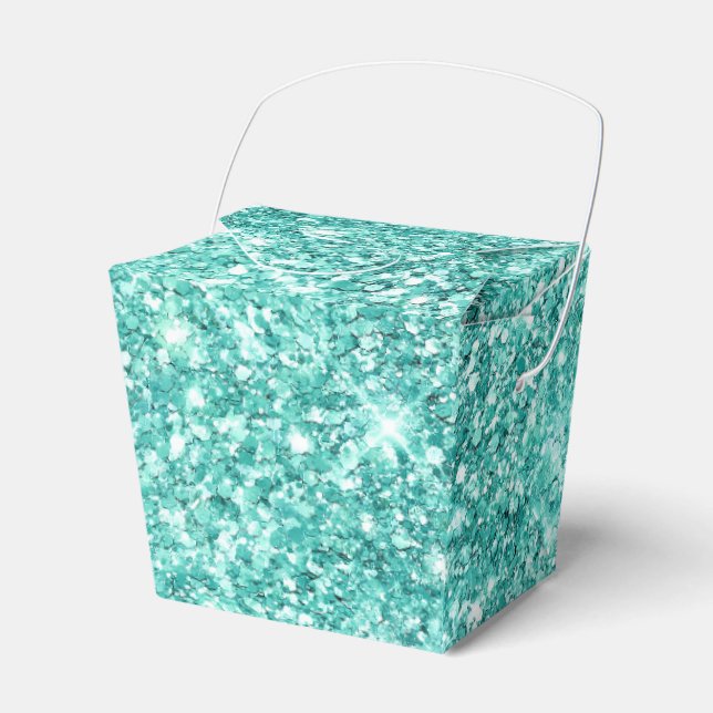 Mint Green Glitz Glitter  Favour Box (Front Side)