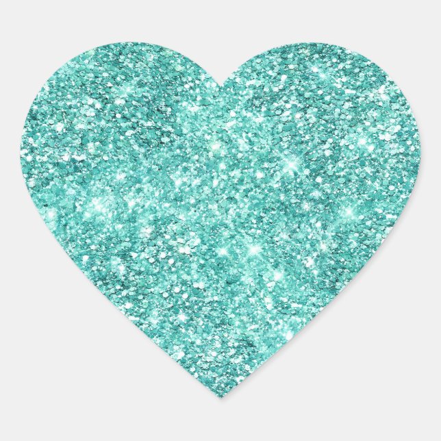 Mint Green Glitz Glitter  Heart Sticker (Front)