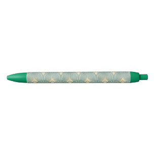 Mint green,gold,Art Deco pattern,vintage,retro ,M Black Ink Pen