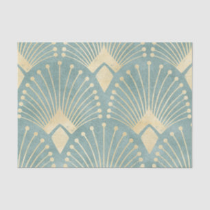 Mint green,gold,Art Deco pattern,vintage,retro ,M Tissue Paper