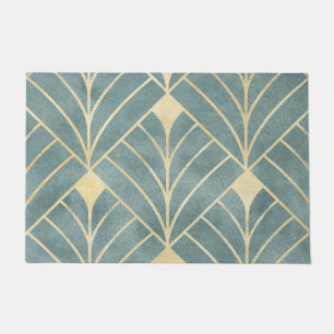 Mint Green,gold,Art Deco pattern,vintage,retro ,Me Doormat