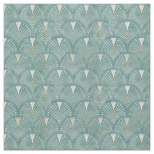 Mint green,gold,Art Deco pattern,vintage,retro ,Me Fabric