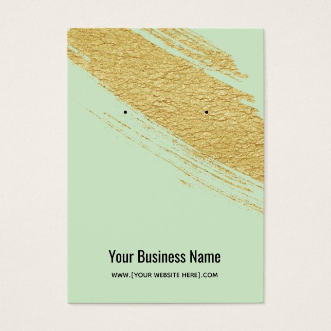 Mint Green Gold Brush Earring Display Cards (Front)
