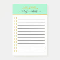 Mint Green Gold Checklist Personalised To do List