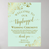 Mint Green & Gold Chic Unplugged Wedding Ceremony