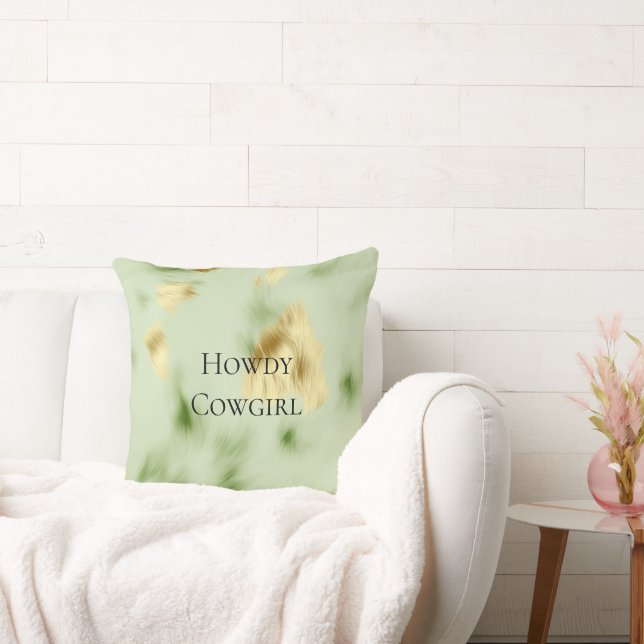 Mint Green Gold Cowhide Cushion (Couch)