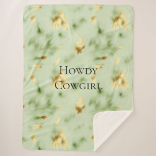 Mint Green Gold Cowhide Sherpa Blanket