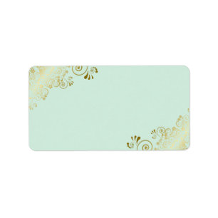 Mint Green & Gold DIY Print Wedding Address Label